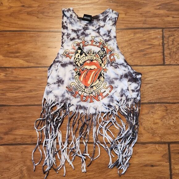 Rolling Stones 1981 World Tour Concert Fringe t-shirt women's medium - Picture 1 of 4